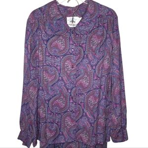 Country Sophisticates By Pendleton Vintage Purple Paisley Blouse Size 20W